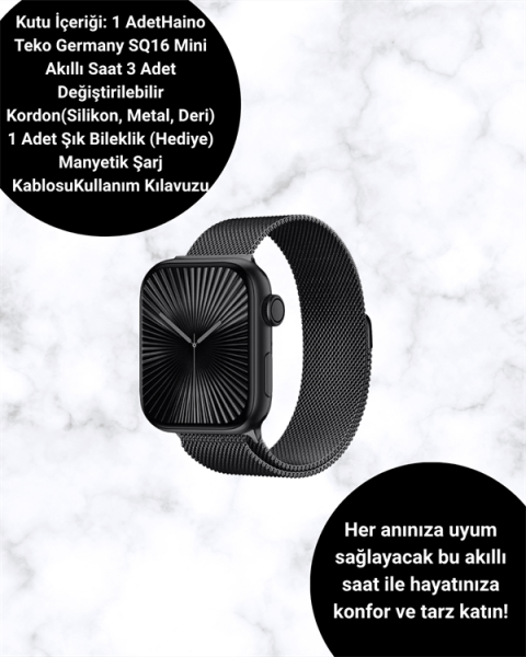 Akıllı Saat SQ-16 Mini Series 10 | Unisex Tasarım, Sağlık ve Spor Takibi - Lisinya
