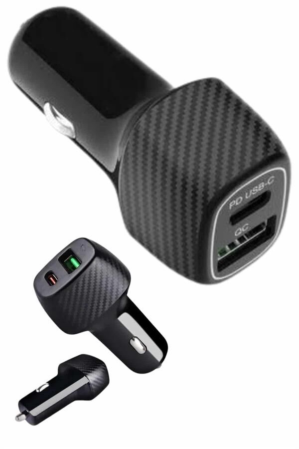 YamanHobi 38W PD Hızlı Şarj Araç Şarj Cihazı Type-C + USB Çift Çıkışlı 3A Çakmaklık Adaptörü