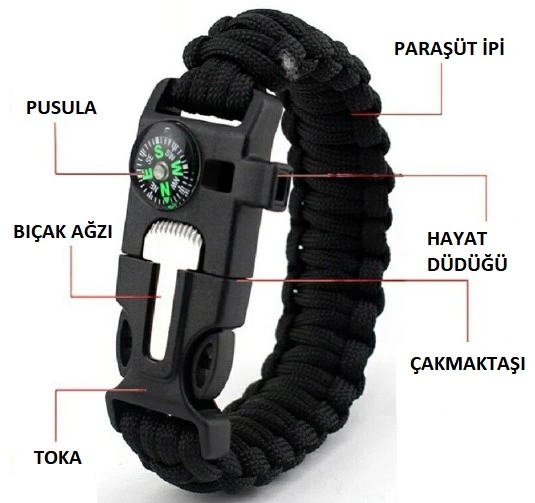 Survıval Kamp Bileklik Düdük Çok Amaçlı ( Lisinya )