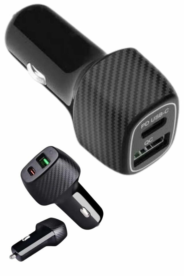 YamanHobi 38W PD Hızlı Şarj Araç Şarj Cihazı Type-C + USB Çift Çıkışlı 3A Çakmaklık Adaptörü