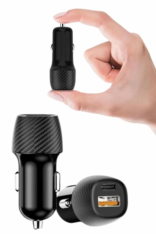 YamanHobi 38W PD Hızlı Şarj Araç Şarj Cihazı Type-C + USB Çift Çıkışlı 3A Çakmaklık Adaptörü