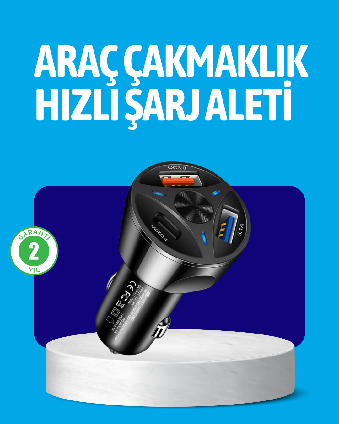 55W Güçlü Araç Şarj Cihazı Power Delivery Destekli - Lisinya
