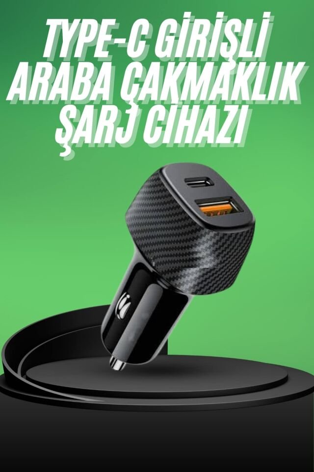 Type-C Girişli Araba Çakmaklık Şarj Cihazı 38W Oto Çakmaklık - Lisinya