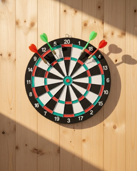 15 İnç Dart Tahtası 4 Metal Uçlu Dart Oku Dayanıklı Ahşap Gövde - Lisinya