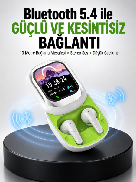Kayar Kapaklı Şarj Kutusu Ve Dokunmatik Ekranlı Bluetooth Stereo Kulaklık - Lisinya