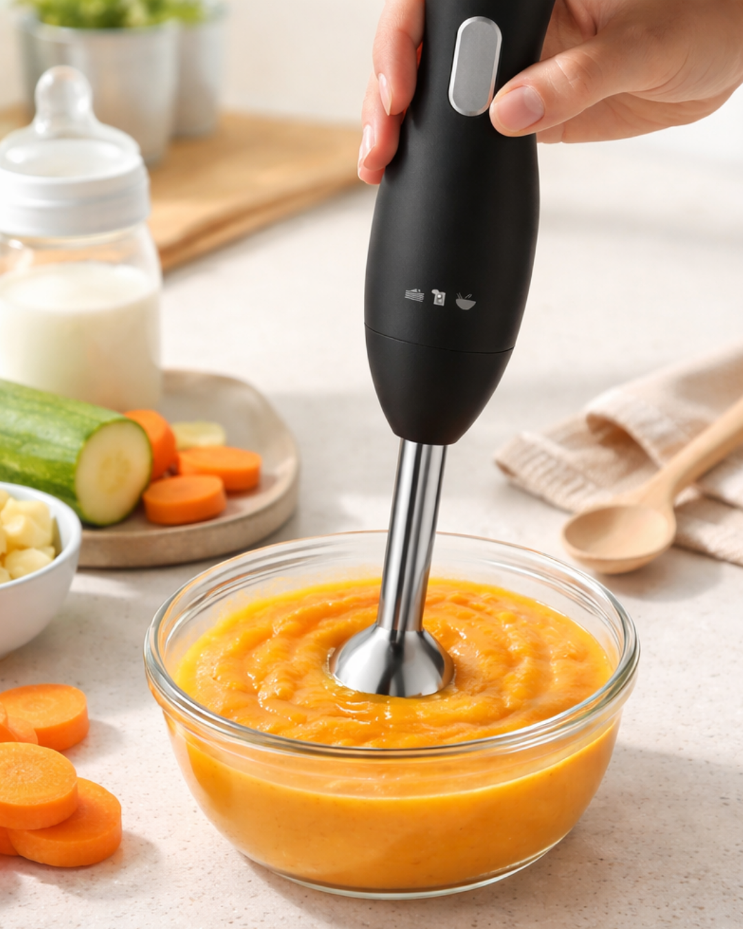 Ergonomik Tasarımlı El Blenderı Paslanmaz Çelik Metal Blender Ayağı - Lisinya