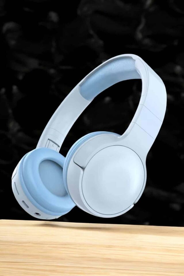 Kablosuz Bluetooth Kulaklık ANC/ENC Destekli Kulak Üstü Yüksek Ses Kaliteli -Mavi