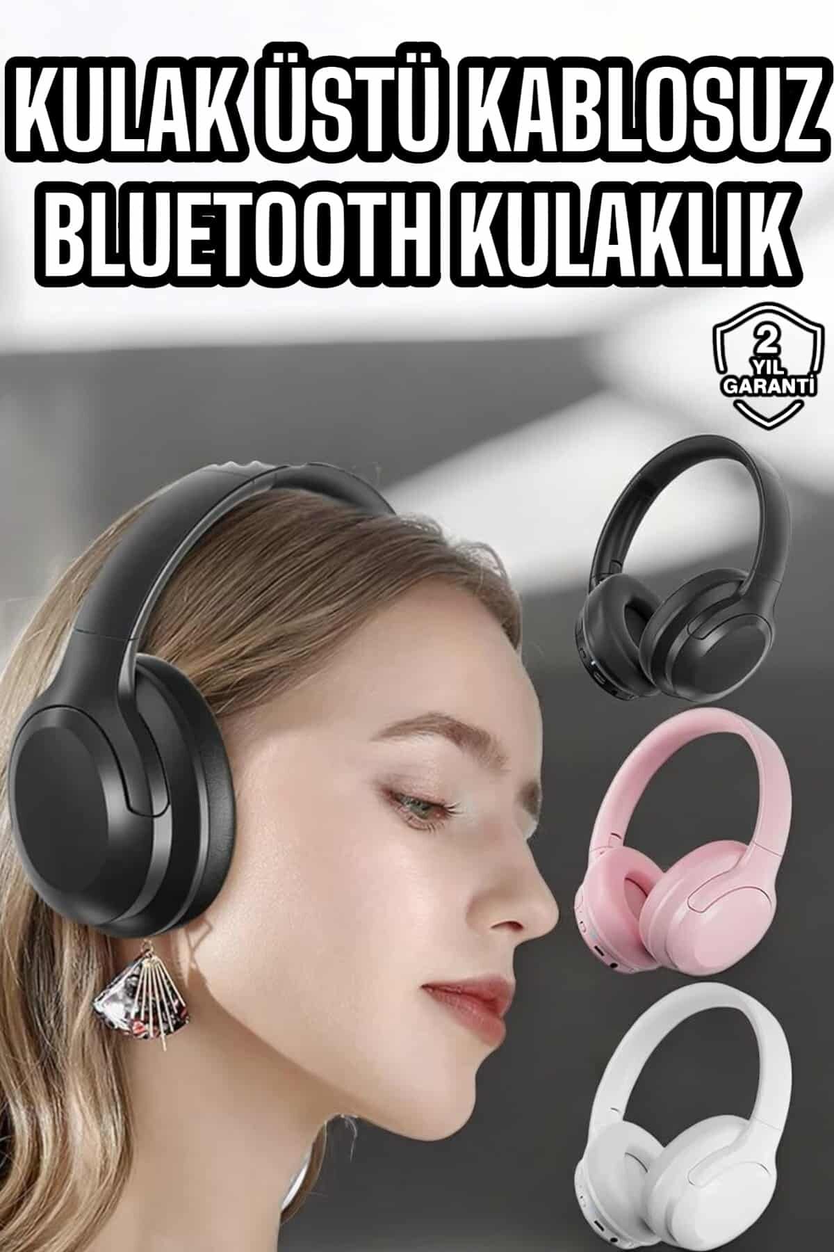 Kablosuz Bluetooth Kulaklık ANC/ENC Destekli Kulak Üstü Yüksek Ses Kaliteli -Mavi