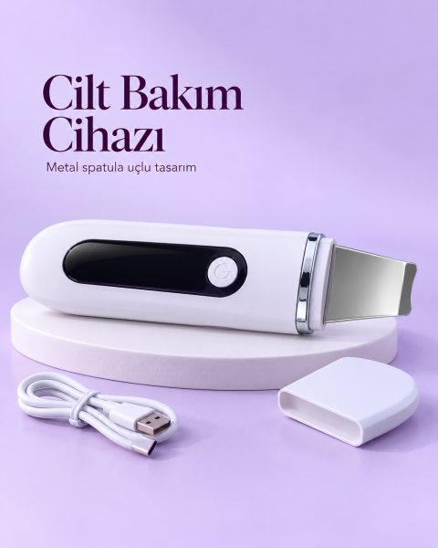 USB Şarjlı Metal Spatula Uçlu Beyaz Yüz ve Cilt Bakım Cihazı - Lisinya