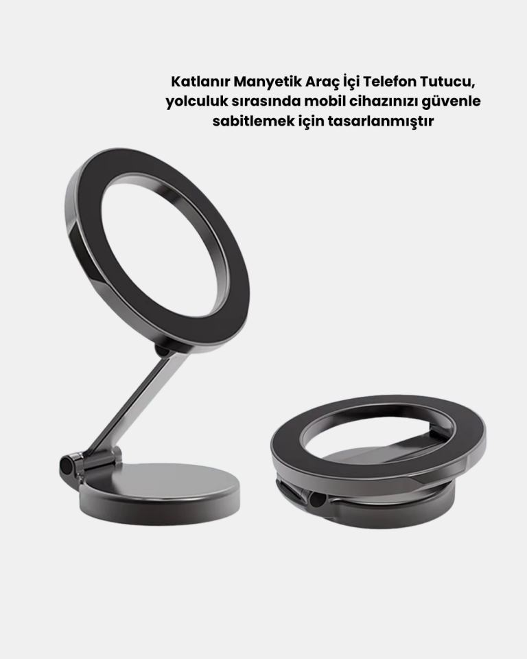 Katlanır Manyetik Araç İçi Telefon Tutucu – 360° Dönebilen, MagSafe Uyumlu, Güçlü Mıknatıslı Tasarım - Lisinya