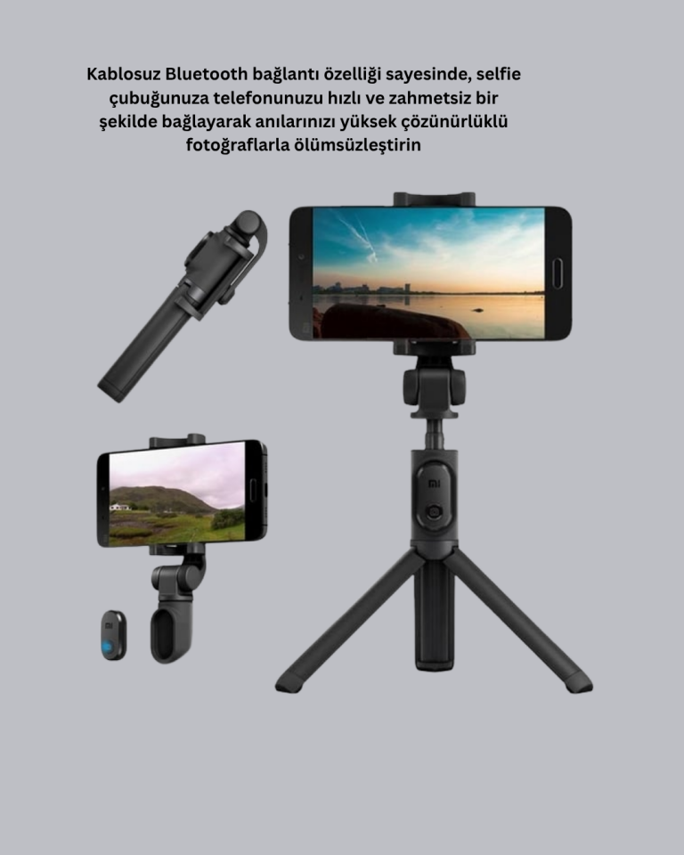 Kablosuz Bluetooth Selfie Çubuğu – 360° Dönebilir Başlık, Taşınabilir ve Şık Tasarım - Lisinya