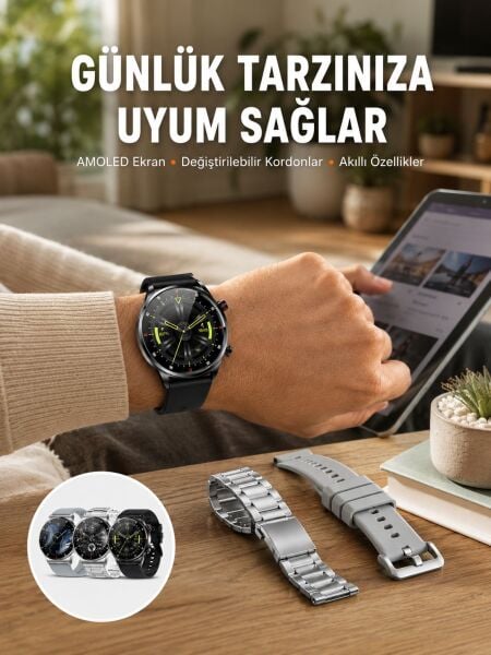 Çok Fonksiyonlu Akıllı Saat Bluetooth Bağlantılı Çağrı Cevaplayabilen Uzun Pil Ömrü Yeni Nesil - Lisinya