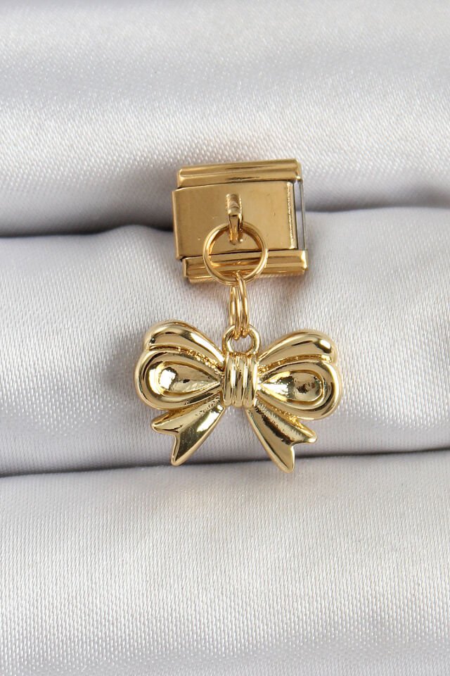 316L Çelik Sallantılı Fiyonk Model Gold Renk Nomination Charm - Lisinya