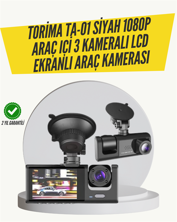 TA-01 3 Kameralı 1080P Araç Kamerası Siyah