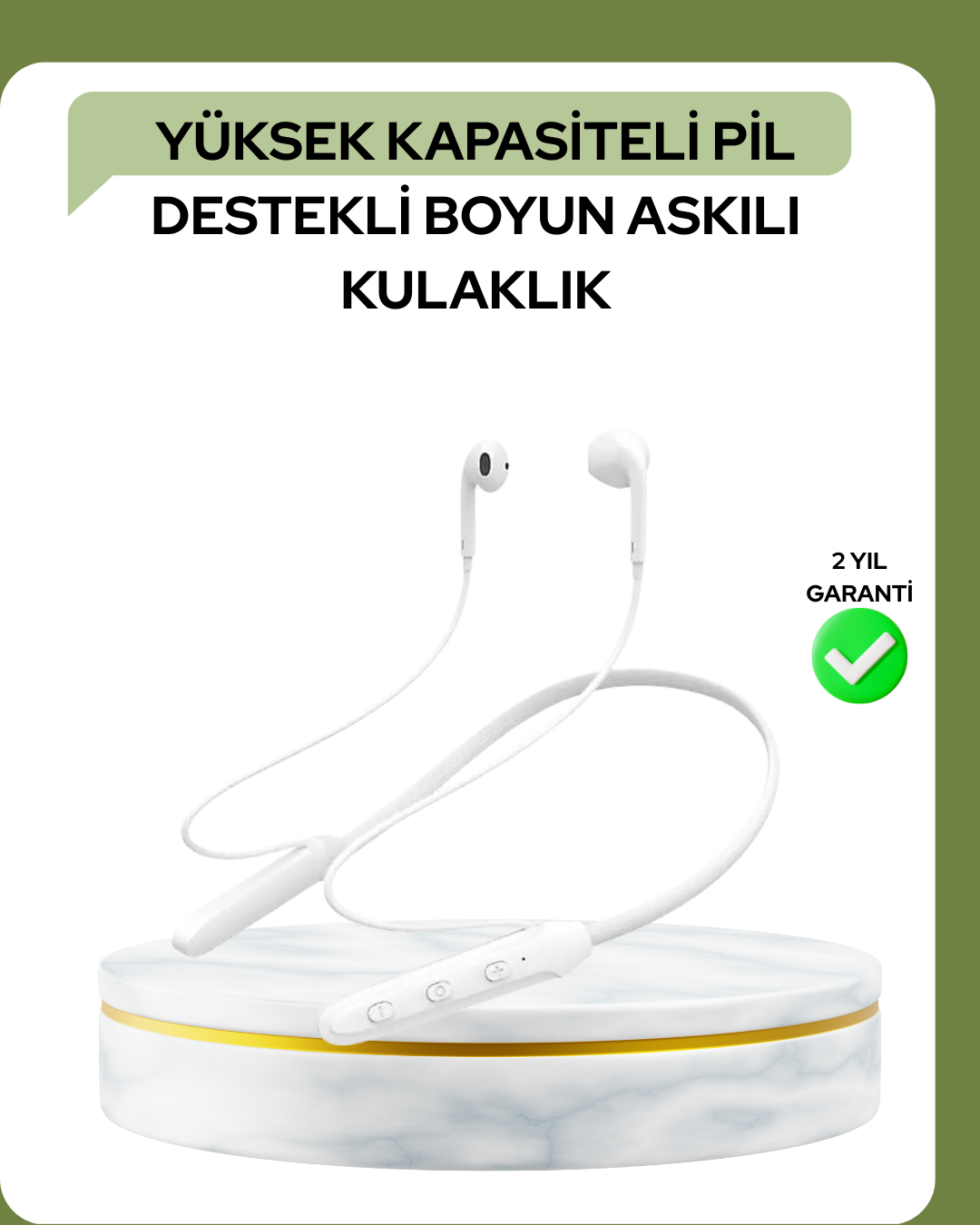 100 Saat Pil Ömrü Boyun Askılı Bluetooth Kablosuz Kulaklık - Lisinya