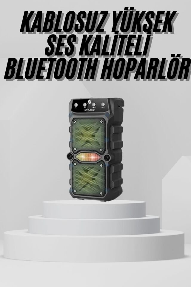 YamanHobi KTS 1096 Çift Hoparlörlü Bluetooth Hoparlör 5 Saat Kullanımlı Siyah