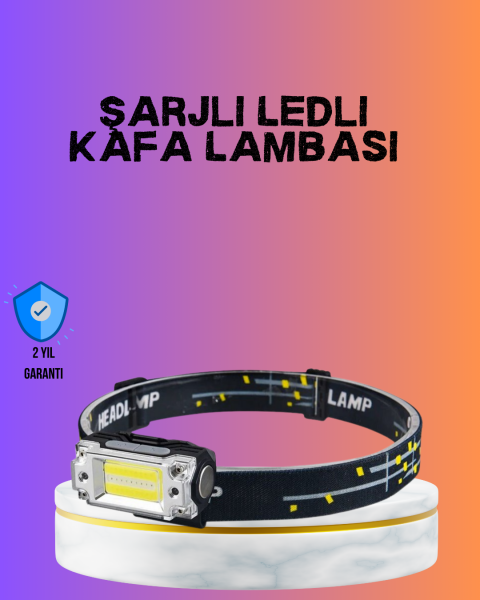 Beyaz Led Işık Sensörlü Kafa Lambası Lityum Batarya Led El Fenerli Şarjlı - Lisinya