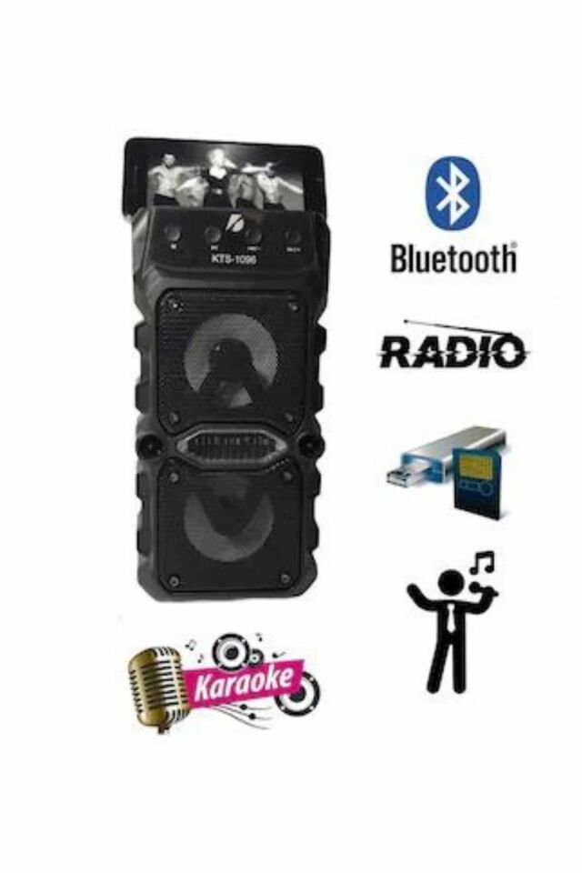 YamanHobi KTS 1096 Çift Hoparlörlü Bluetooth Hoparlör 5 Saat Kullanımlı Siyah