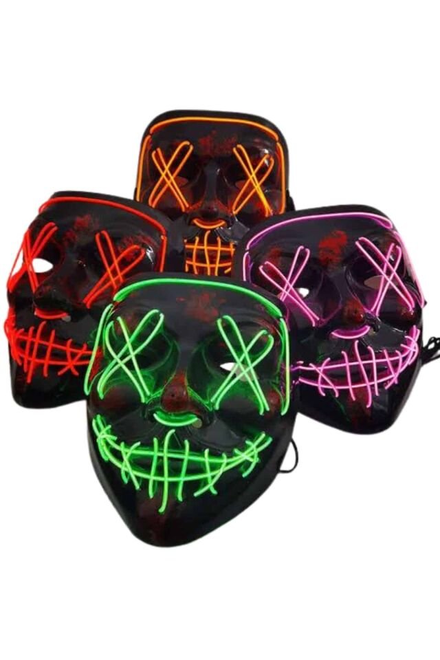 Led Işıklı Neon Maske Cadılar Bayramı Maskesi Korkunç Korku Maskesi - Lisinya