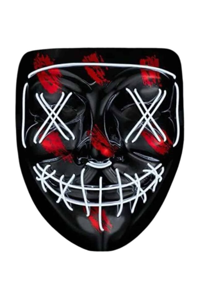 Hallowen Parti Maskesi Neon Led Işıklı Maske 3 Modlu Cadılar Bayramı Maskesi - Lisinya