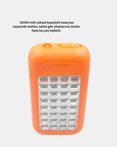 Solar Powerbank 10000 mAh LED Kamp Lambalı Taşınabilir Şarj Cihazı