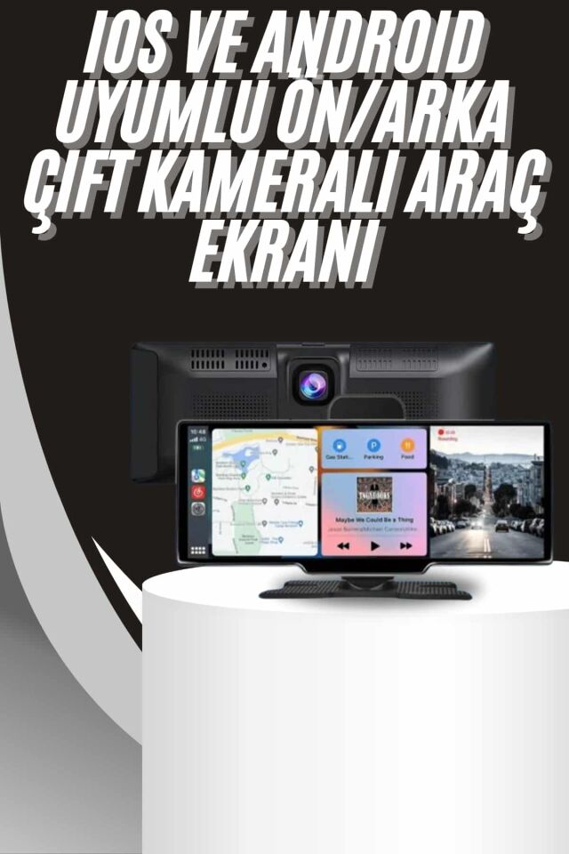 4K 10.2 İnç Çift Kameralı Araç Multimedya Ekranı CarPlay Kablosuz Tüm Cihazlara Uyumlu - Lisinya