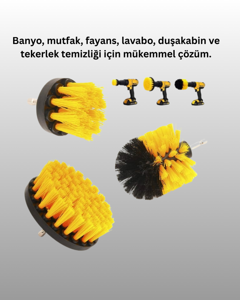 3’lü Matkap Ucu Temizlik Fırçası Seti Çok Amaçlı - Lisinya