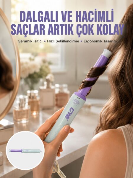 Hızlı Isınan, Kompakt ve Güvenli – Tüm Saç Tiplerine Uygun Kıvırma Cihazı Yeni Nesil - Lisinya
