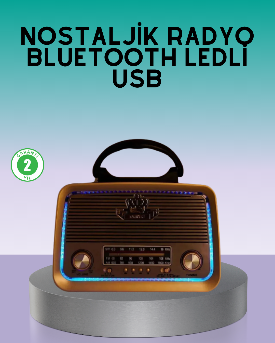 YamanHobi Nostaljik Bluetooth Radyo FM AM SW Kahverengi