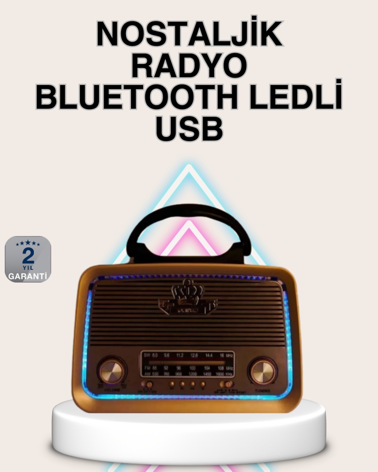 YamanHobi Ahşap Kaplamalı Retro Bluetooth Radyo FM AM SW 5W Kahverengi