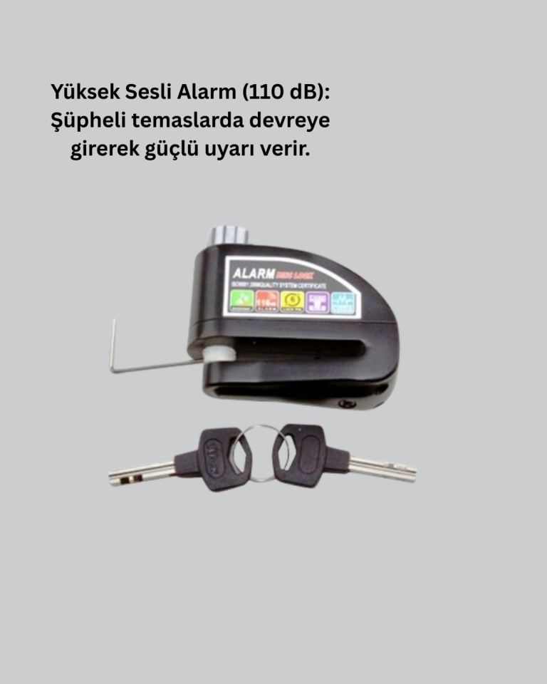 Disk Fren Kilidi Alarmlı Anti Hırsızlık Motosiklet Scooter Bisiklet - Lisinya