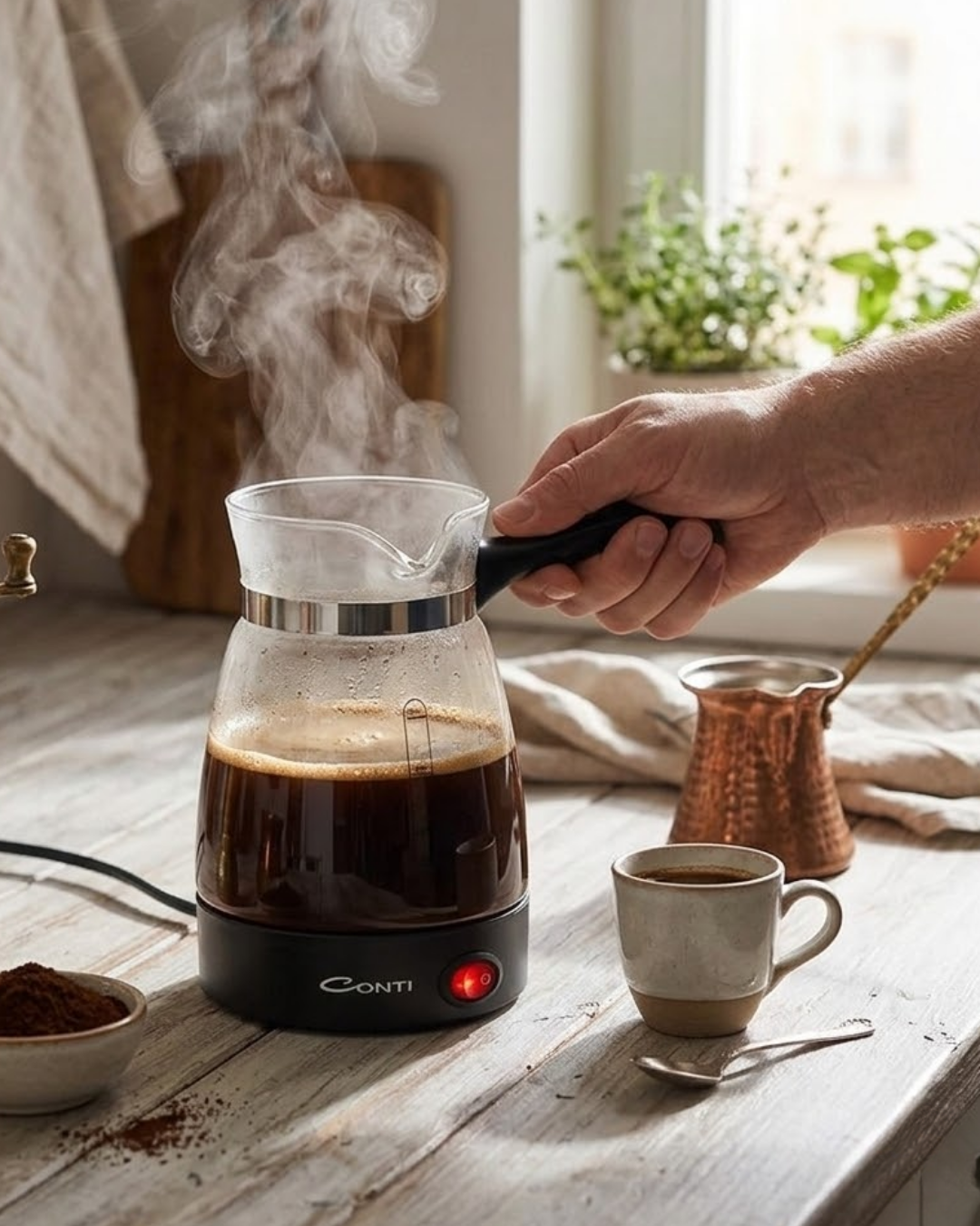 Cam Cezve Kahve Makinesi 650W Elektrikli 5 Fincan Kapasiteli Türk Kahvesi Makinesi - Lisinya
