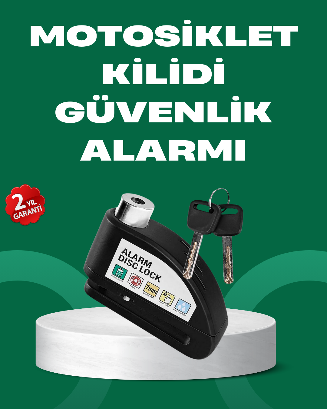Motosiklet Scooter Bisiklet Tekerlek Disk Kilidi Alarmlı Güvenlik - Lisinya