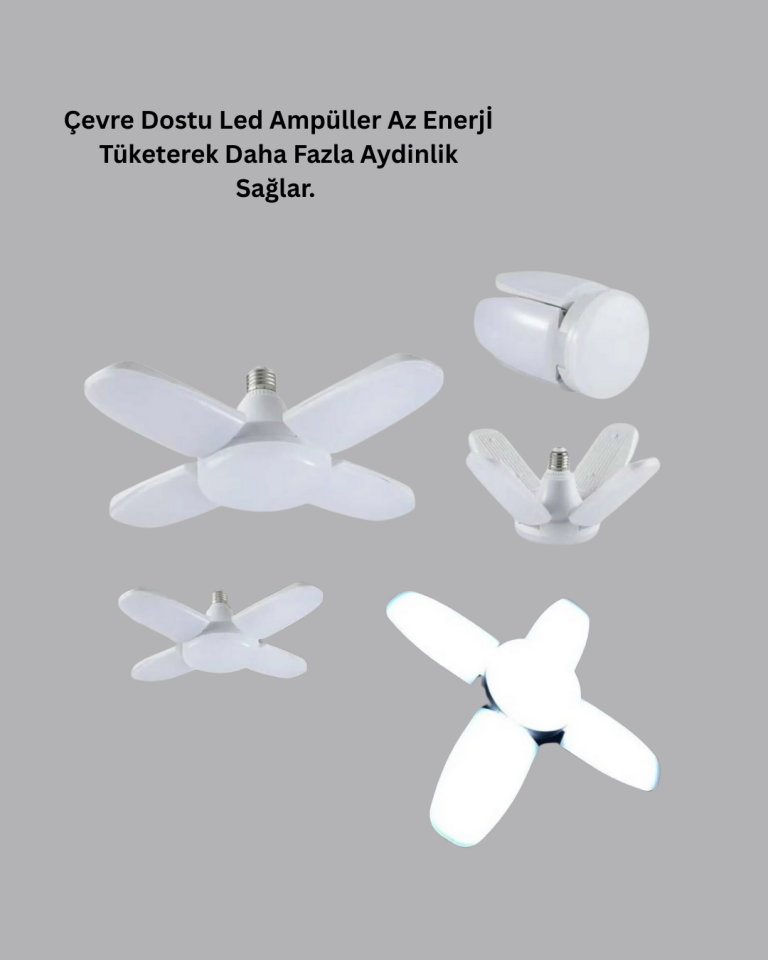 Tasarruflu Pervane LED Ampül 4 Kollu 60 Watt Geniş Alan Aydınlatma - Lisinya