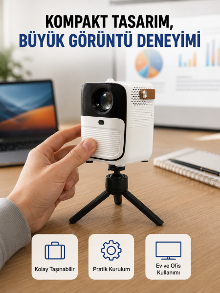 Android Sistemli Mini Projektör – Uygulama Destekli Akıllı Kullanım Yeni Nesil - Lisinya