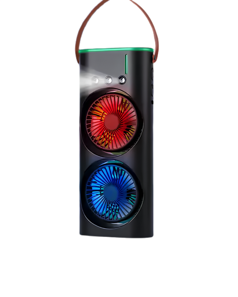 RGB Işıklı Spreyli Masa Fanı Çift Motorlu Güçlü Üflemeli Taşınabilir Fan YamanHobi