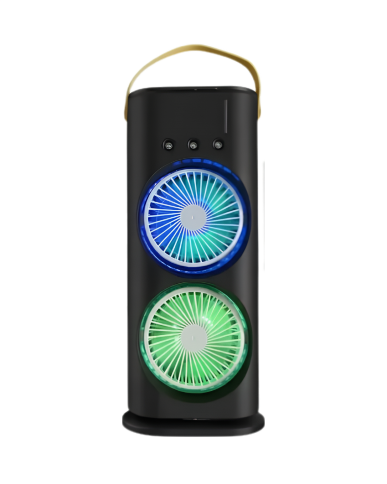 RGB Işıklı Spreyli Masa Fanı Çift Motorlu Güçlü Üflemeli Taşınabilir Fan YamanHobi