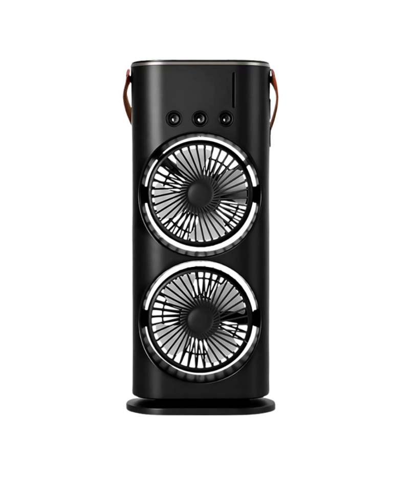 RGB Işıklı Spreyli Masa Fanı Çift Motorlu Güçlü Üflemeli Taşınabilir Fan YamanHobi