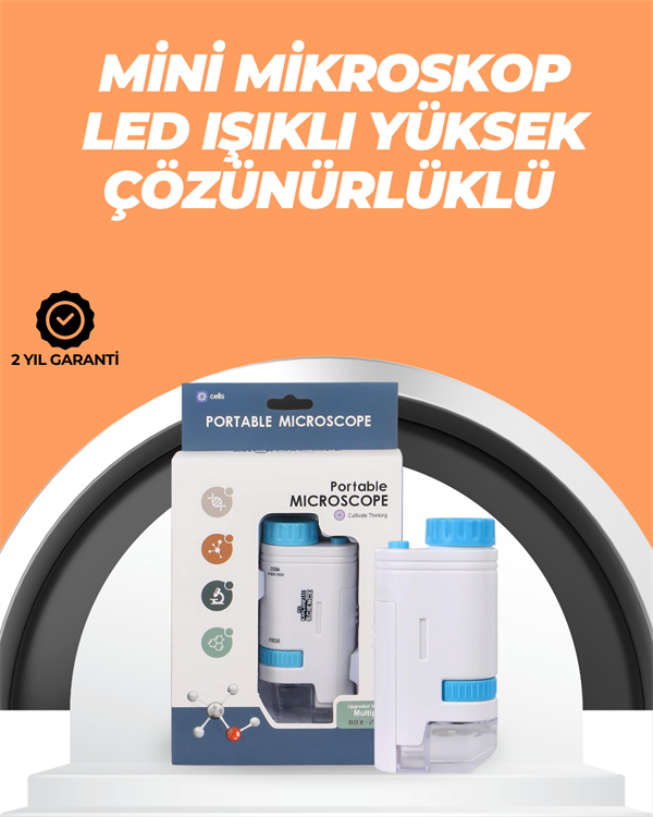 Portatif El Mikroskop – LED Işıklı, Aynı Anda Net Odaklama
