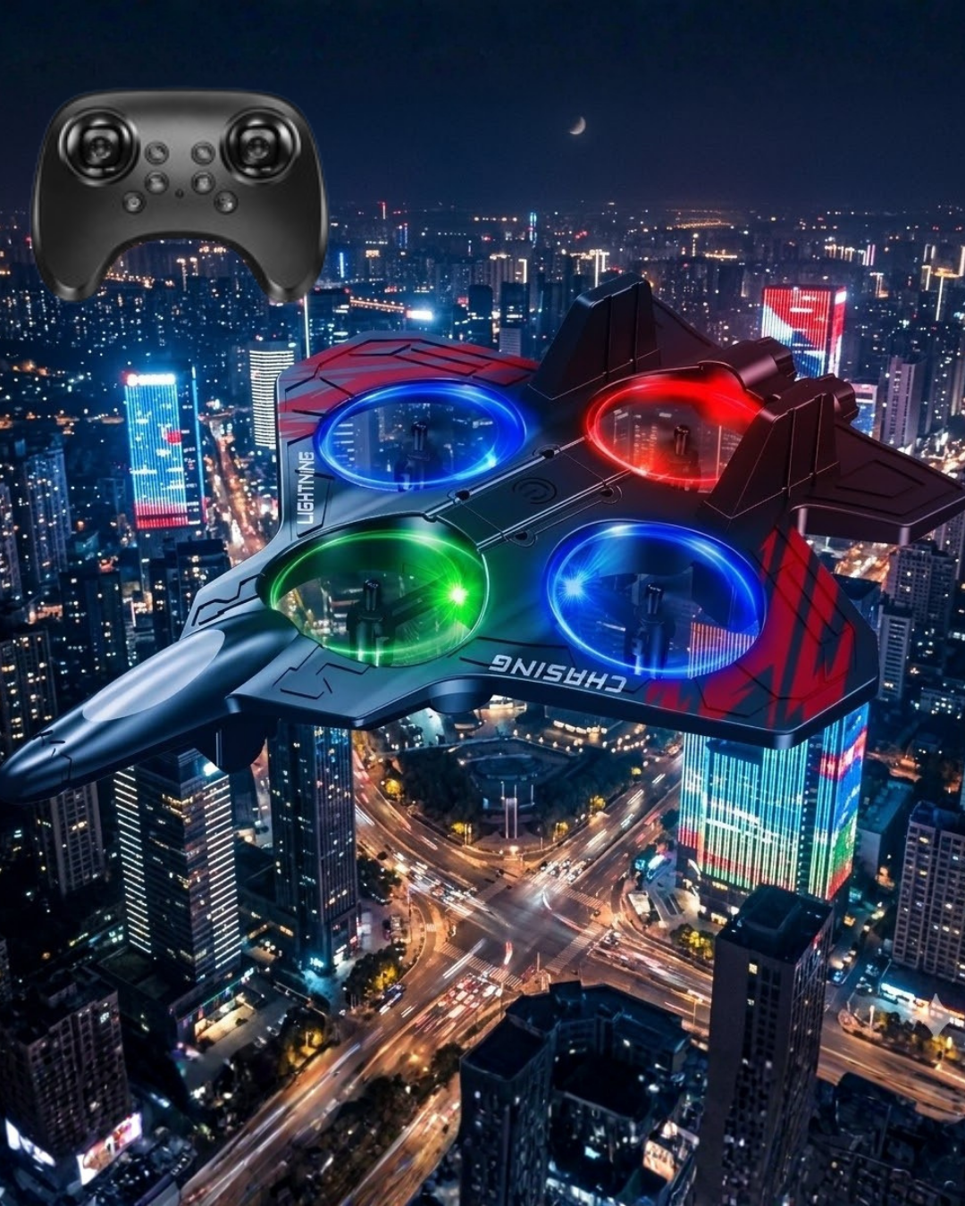 YamanHobi LED Işıklı Fighter Jet Drone Uzaktan Kumandalı 360° Dönüşlü