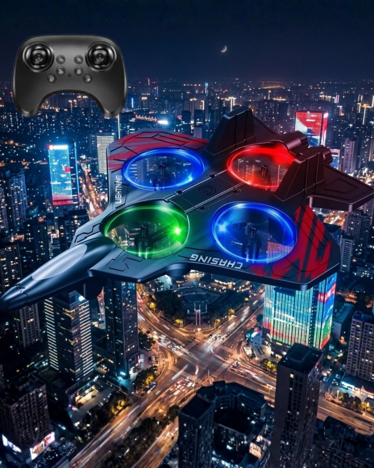 YamanHobi LED Işıklı Fighter Jet Drone Uzaktan Kumandalı 360° Dönüşlü