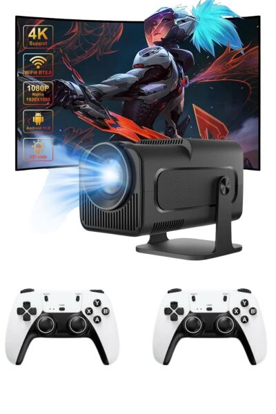 Çift Kollu Game Box Projeksiyon Cihazı Kumandalı Android Tv Dahili Hoparlör Yeni Nesil - Lisinya