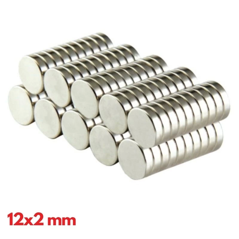 N35 12x2 Mm Neodyum Mıknatıs 50 Adet, Yuvarlak, Nikel Kaplamalı Kaliteli ve Dayanıklı Ürün ( Lisinya )