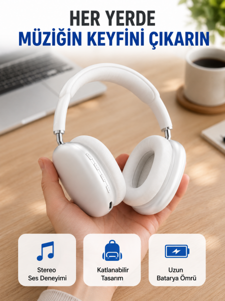 400 mAh Bataryalı Kablosuz Kulaklık | BT 5.0, Müzik & Görüşme Yeni Nesil - Lisinya