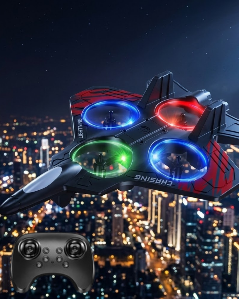 LED Işıklı Uzaktan Kumandalı Drone Fighter Jet Tasarımlı 360 Derece Dönebilen Oyuncak Uçak - Lisinya