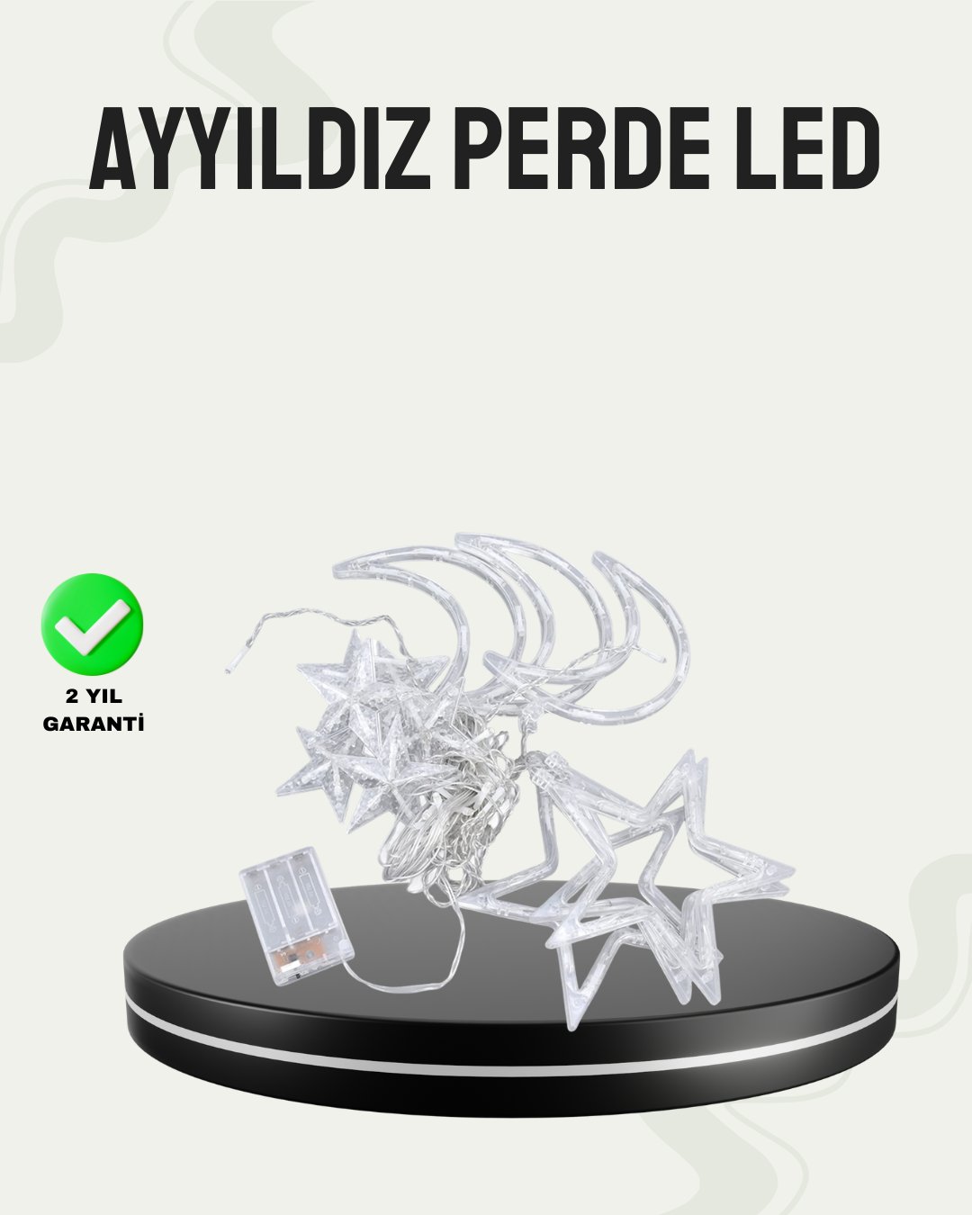 Prizli Yıldız Ay Perde LED Işık Ev ve Organizasyon Dekoru - Lisinya