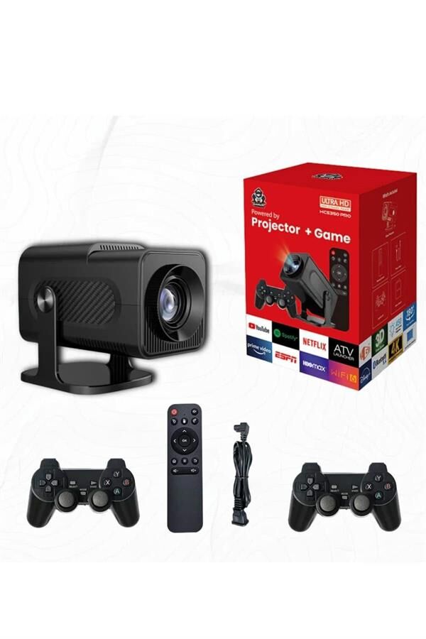 Android Projeksiyon Siyah Taşınabilir Sinema Projektörü 4k 1080p Ev Sineması Bluetooth - Lisinya