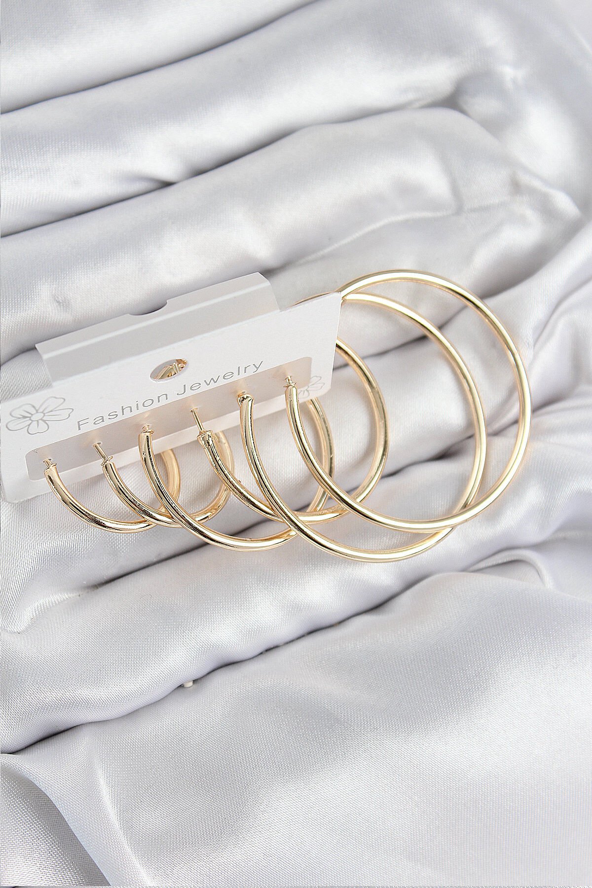 Pirinç Halka Model Gold Renk Kadın Set Küpe - Lisinya