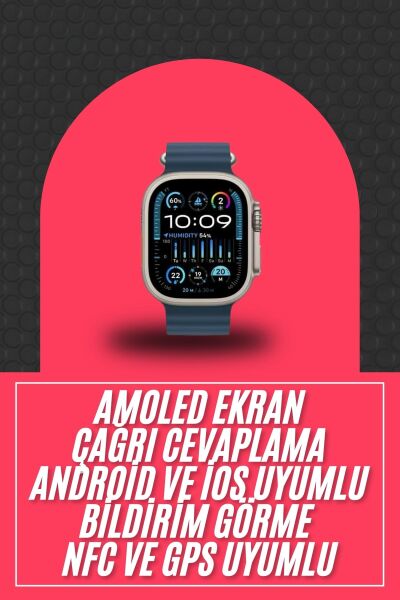 49mm Akıllı Saat Amoled Ekranlı Kadın Erkek Kol Saati Plastik Kordon Yeni Nesil - Lisinya