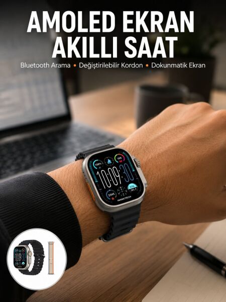 49mm Akıllı Saat Amoled Ekranlı Kadın Erkek Kol Saati Plastik Kordon Yeni Nesil - Lisinya